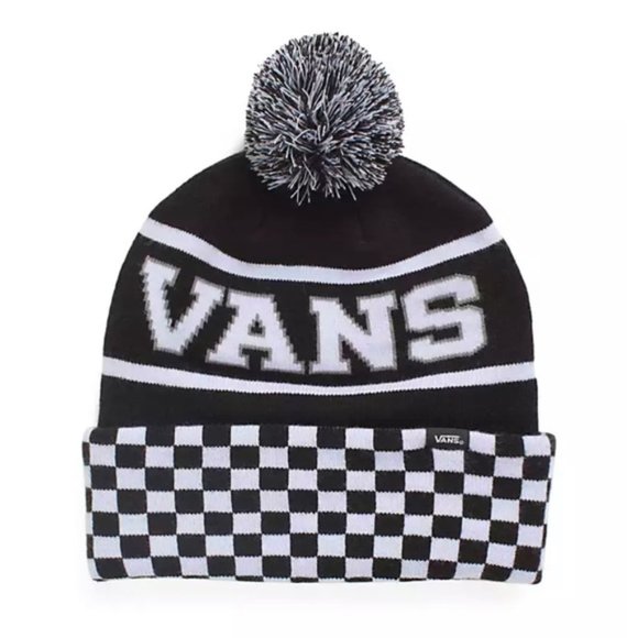 VANS Spirit Pom White Black Beanie Unisex Knit Hat One Size VN0A5LG3Y28 - Picture 2 of 6